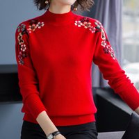 Stylish Women's Sweater with Floral Print - Isabeau-Red-XS-State of Style