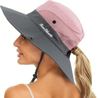 Stylish women's UV protection sun hat with a wide brim – Livia-Pink-State of Style