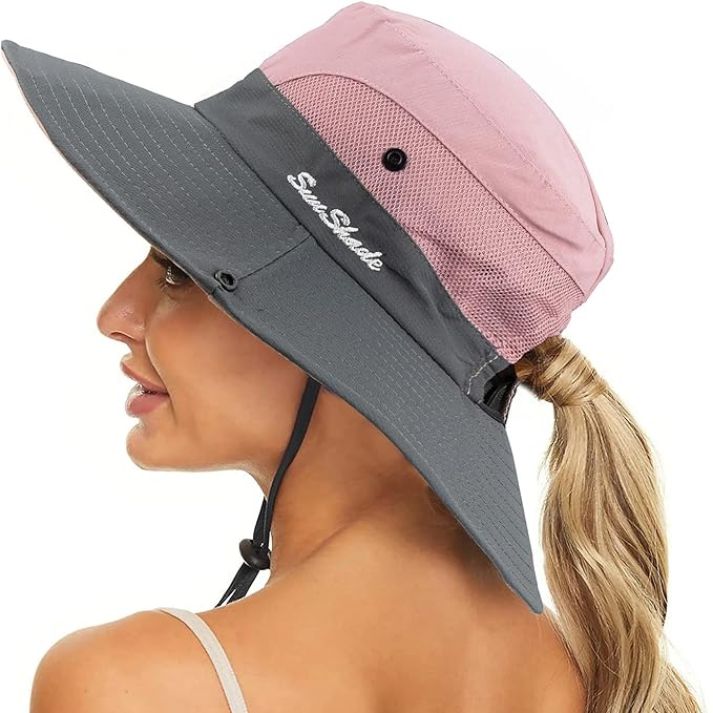 Stylish women's UV protection sun hat with a wide brim – Livia-Pink-State of Style