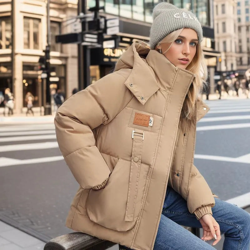 Stylish Women's Winter Coat - Mariette-Khaki-S-State of Style