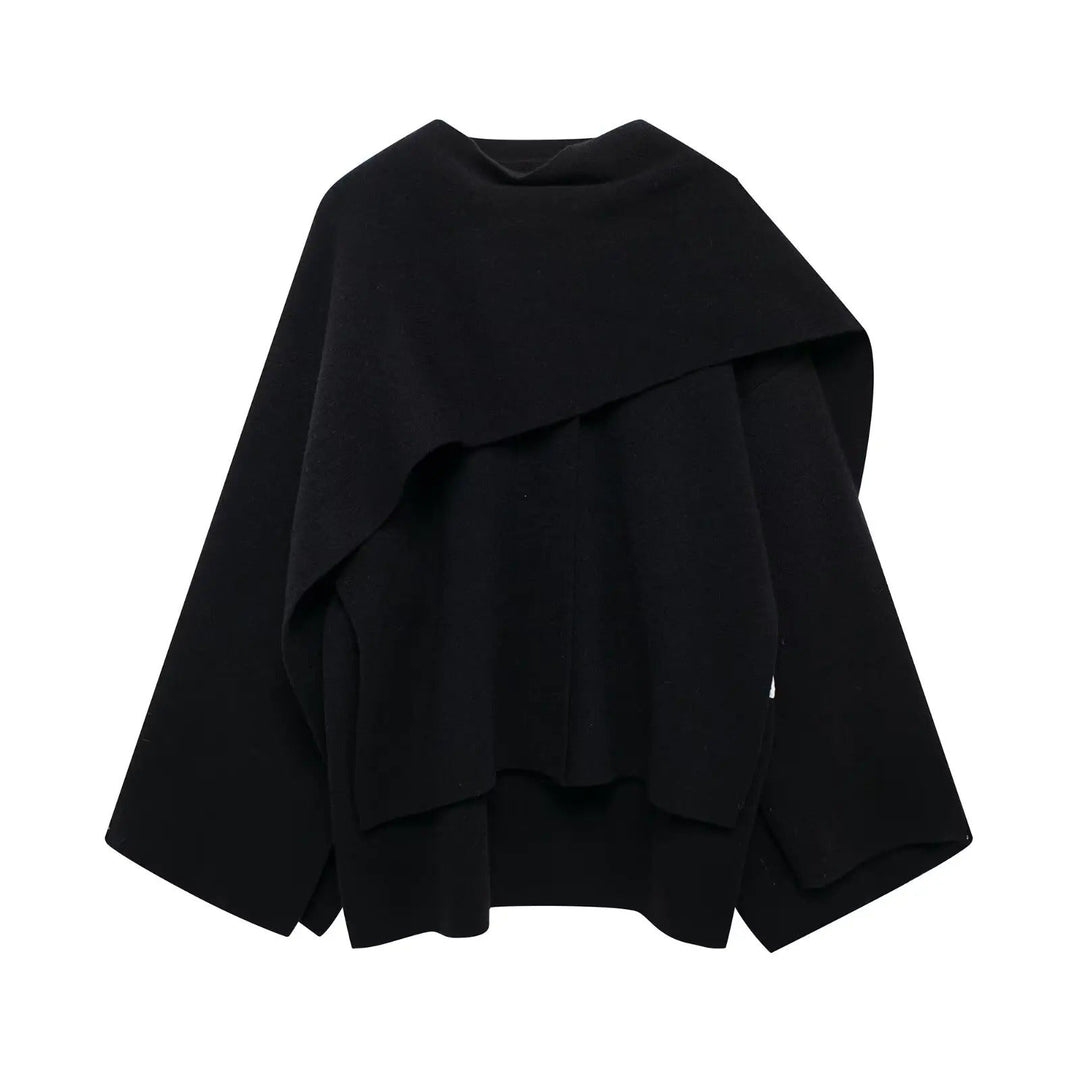 Stylish Women's Winter Poncho – Ella-Dark Blue-S-State of Style