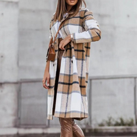 Stylish Wool Coat with Check for Women - Margot-Brown-white-S-State of Style