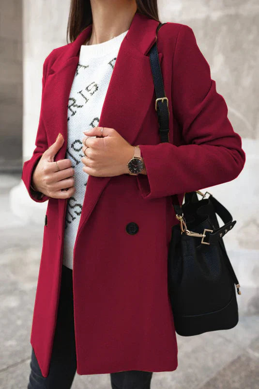 Stylish Wool Women's Winter Coat - Eleanor-Red-S-State of Style