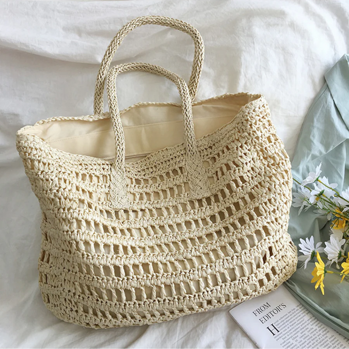 Stylish Woven Handbag for Women - BreezeTote-White-State of Style