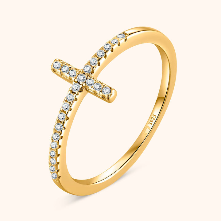 Stylish Zirconia Cross Ring – Faith-Gold-5-State of Style