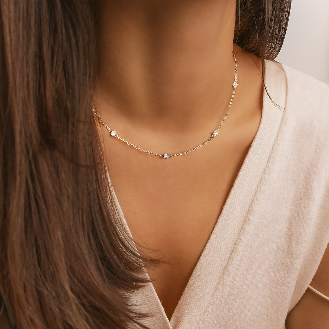 Stylish Zirconia Necklace – Elara-Silver-State of Style