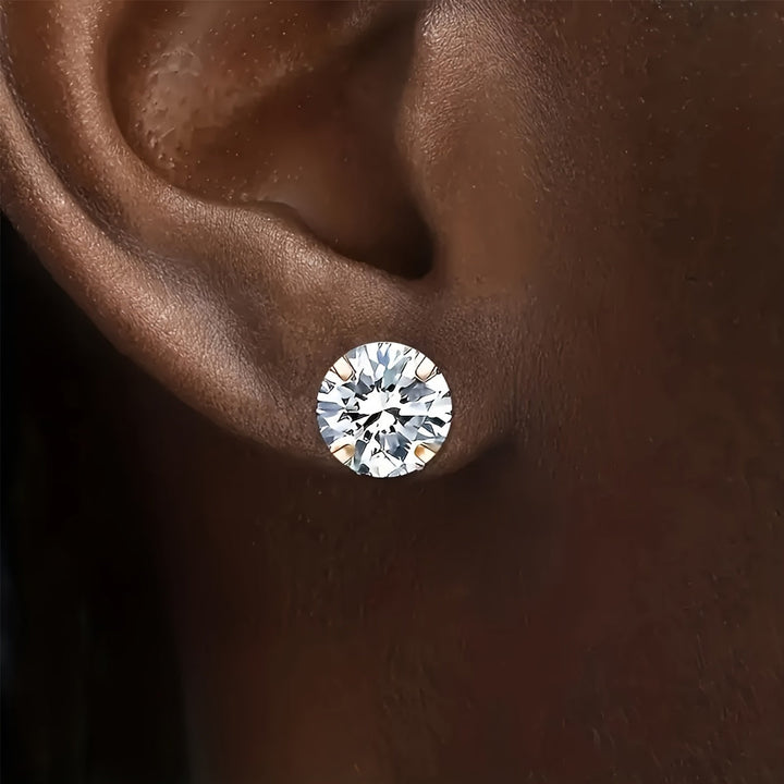 Stylish Zirconia Titanium Stud Earrings - Lumen-3mm (1 Pair)-State of Style