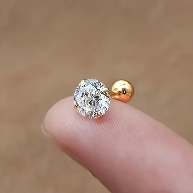 Stylish Zirconia Titanium Stud Earrings - Lumen-3mm (1 Pair)-State of Style