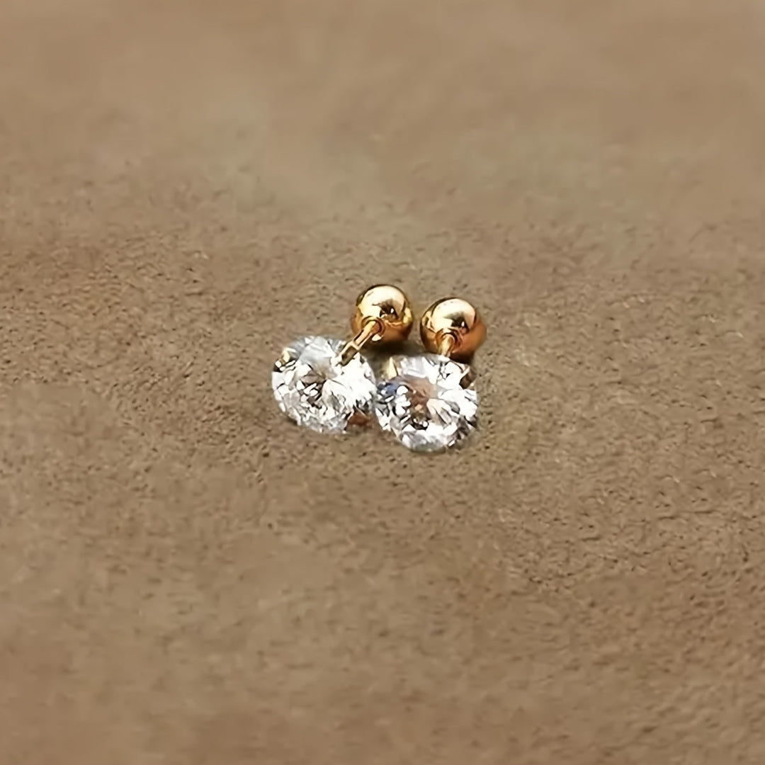 Stylish Zirconia Titanium Stud Earrings - Lumen-3mm (1 Pair)-State of Style