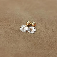 Stylish Zirconia Titanium Stud Earrings - Lumen-3mm (1 Pair)-State of Style