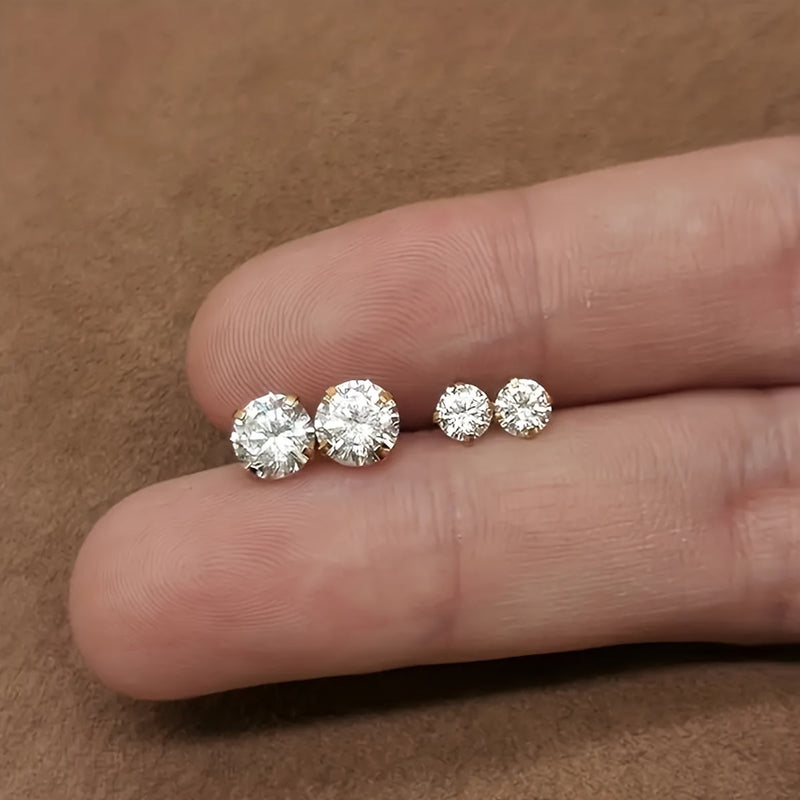 Stylish Zirconia Titanium Stud Earrings - Lumen-3mm (1 Pair)-State of Style