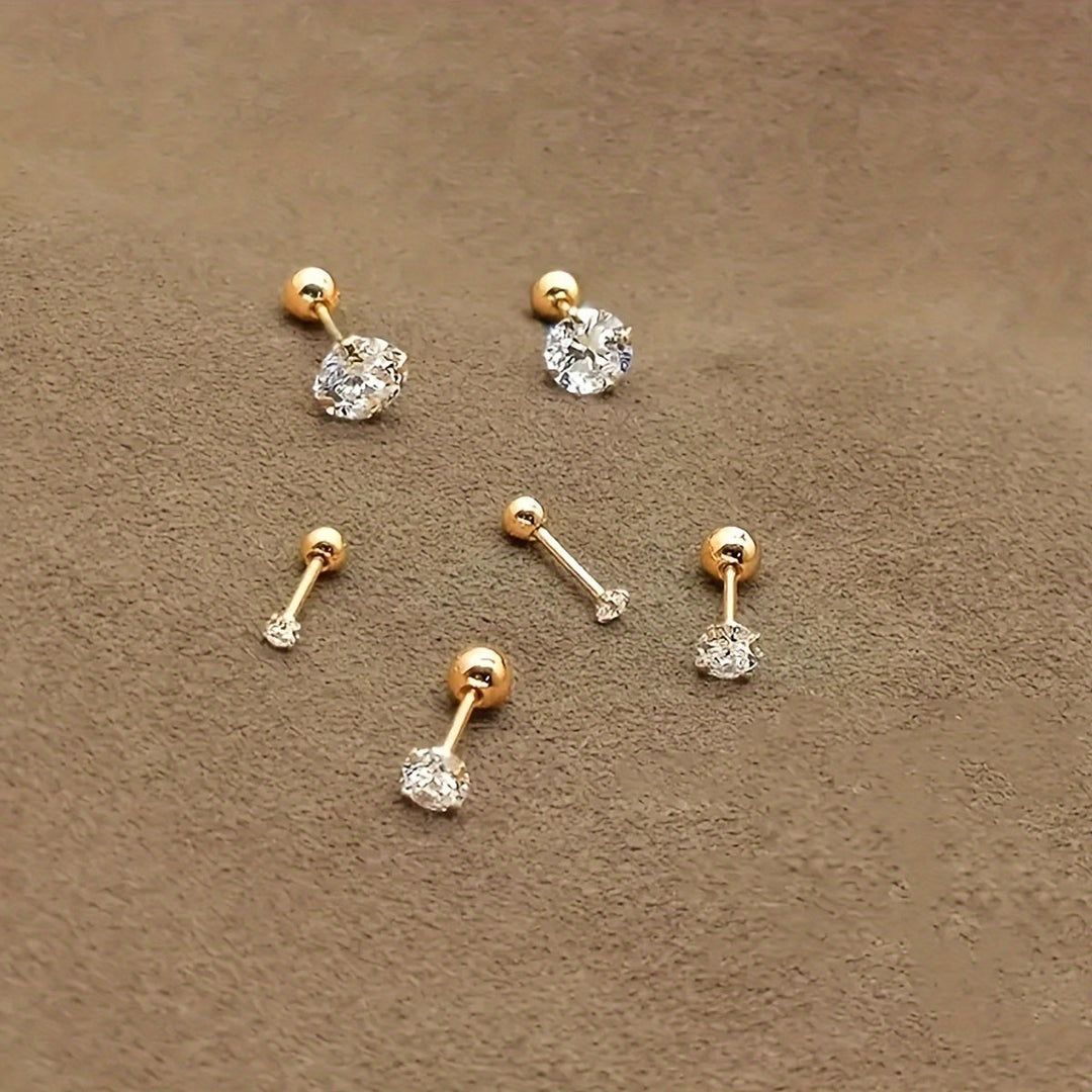 Stylish Zirconia Titanium Stud Earrings - Lumen-3mm (1 Pair)-State of Style