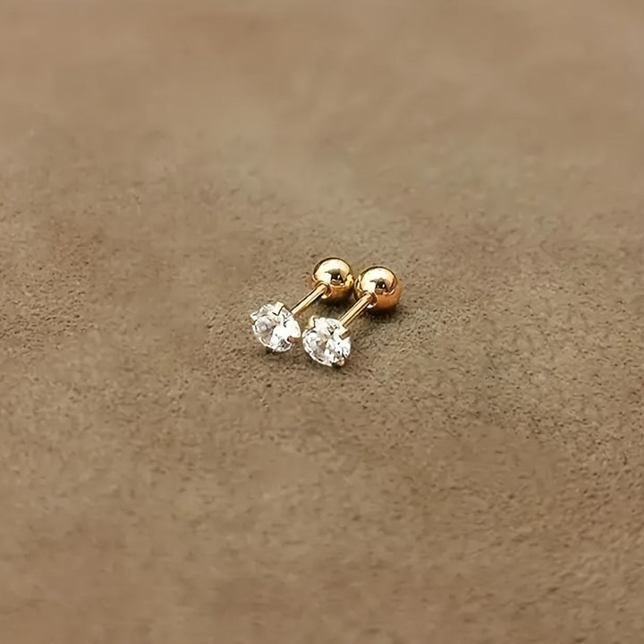 Stylish Zirconia Titanium Stud Earrings - Lumen-4mm (1 Pair)-State of Style
