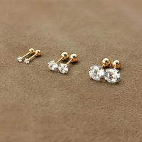 Stylish Zirconia Titanium Stud Earrings - Lumen-Full Set-State of Style