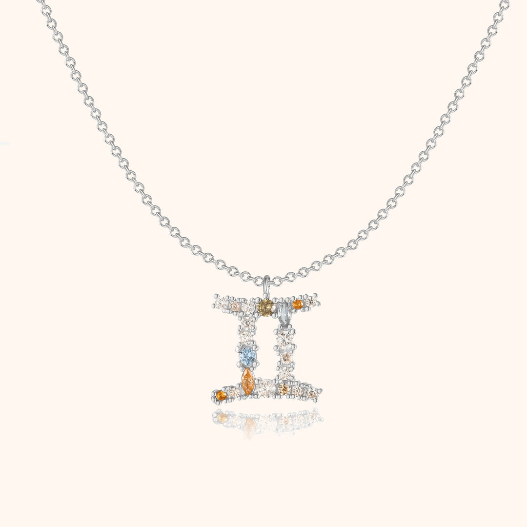 Stylish Zodiac Necklace - Celestia-Silver-Gemini-State of Style