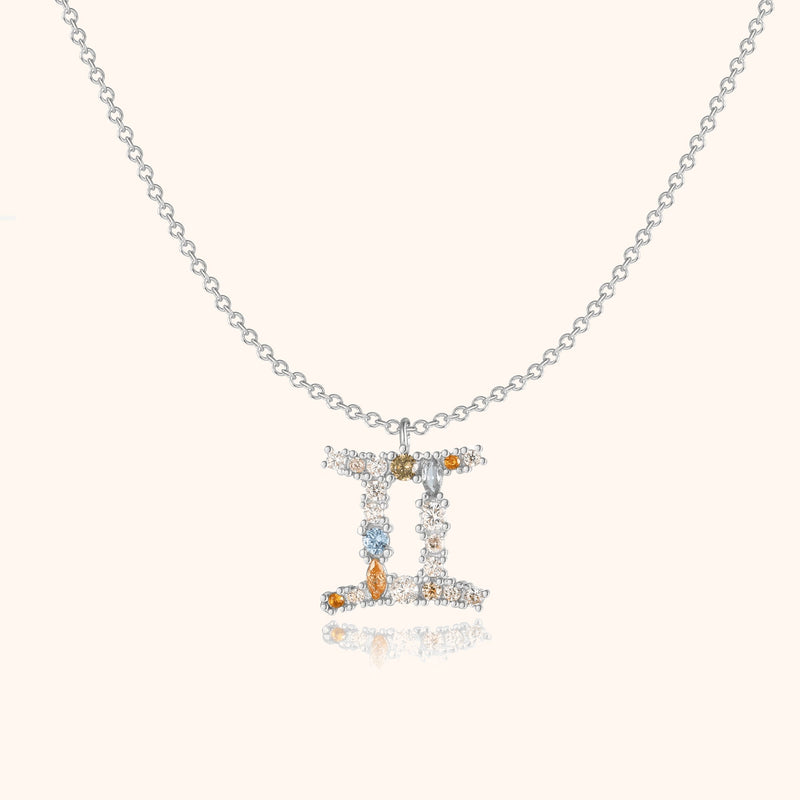 Stylish Zodiac Necklace - Celestia-Silver-Gemini-State of Style