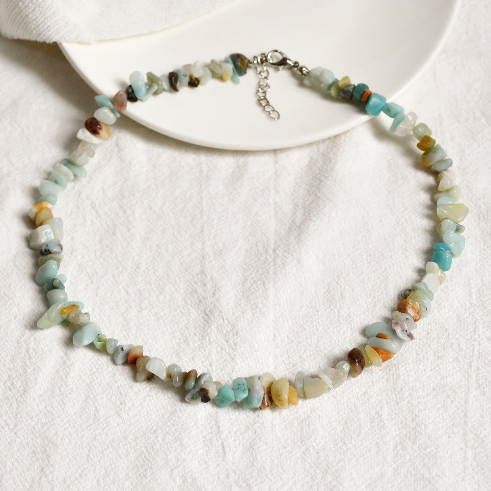Stylishly Shaped Polished Crystal Necklace - Lina-Amazonite-State of Style