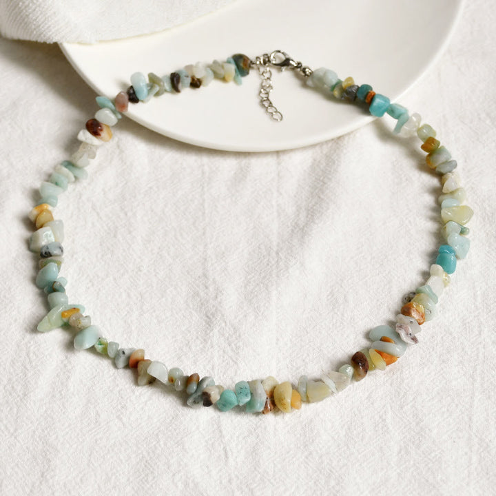 Stylishly Shaped Polished Crystal Necklace - Lina-Amazonite-State of Style