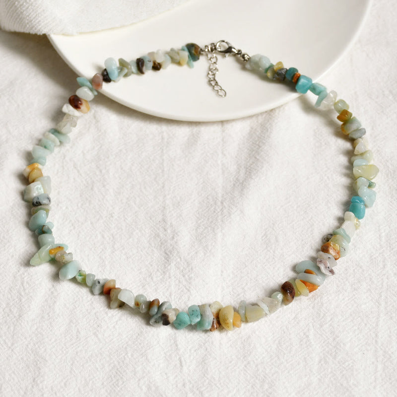 Stylishly Shaped Polished Crystal Necklace - Lina-Amazonite-State of Style