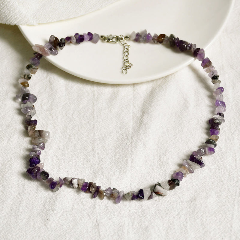 Stylishly Shaped Polished Crystal Necklace - Lina-Amethyst-State of Style