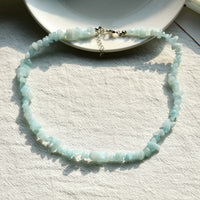 Stylishly Shaped Polished Crystal Necklace - Lina-Aquamarine-State of Style