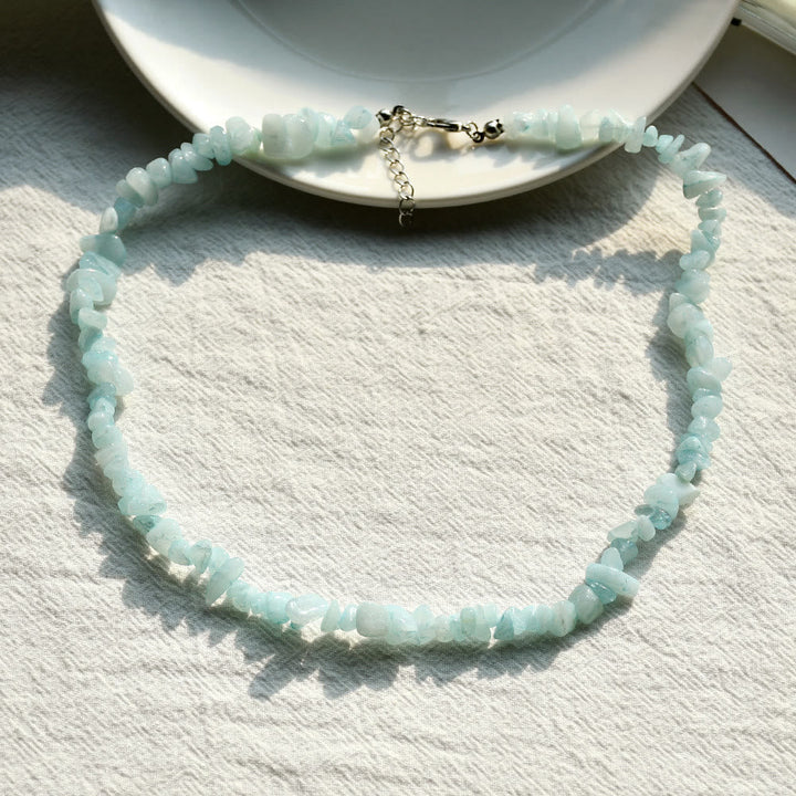Stylishly Shaped Polished Crystal Necklace - Lina-Aquamarine-State of Style