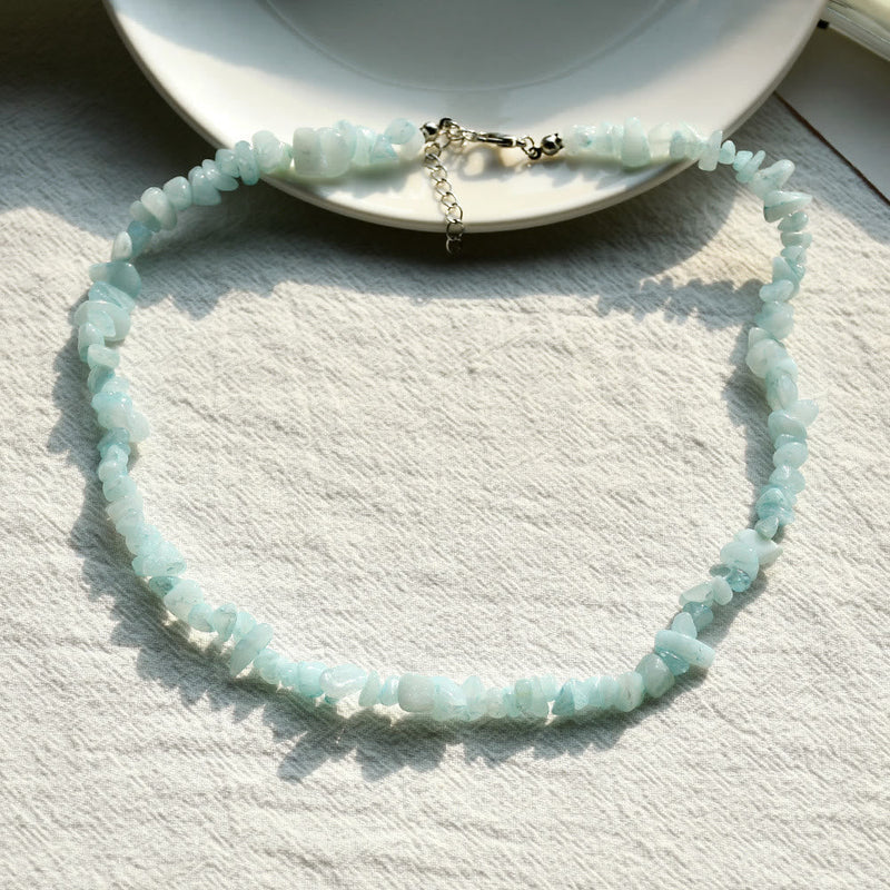 Stylishly Shaped Polished Crystal Necklace - Lina-Aquamarine-State of Style