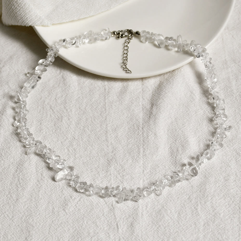 Stylishly Shaped Polished Crystal Necklace - Lina-Clear Crystal-State of Style