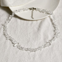 Stylishly Shaped Polished Crystal Necklace - Lina-Clear Crystal-State of Style