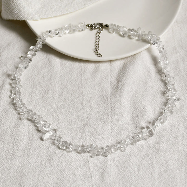 Stylishly Shaped Polished Crystal Necklace - Lina-Clear Crystal-State of Style