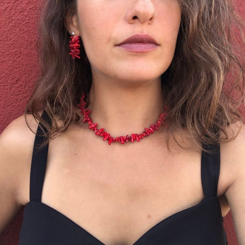 Stylishly Shaped Polished Crystal Necklace - Lina-Green Aventurine-State of Style