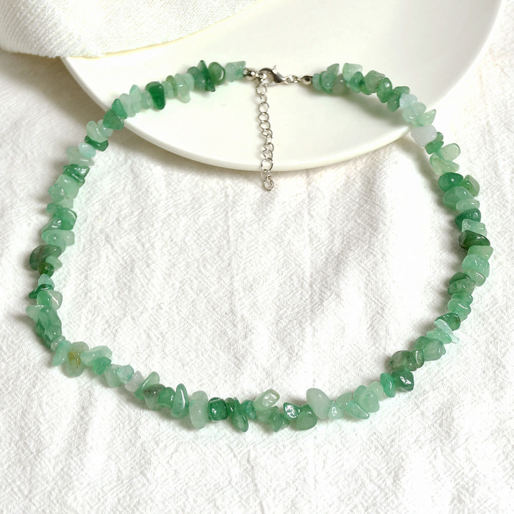 Stylishly Shaped Polished Crystal Necklace - Lina-Green Aventurine-State of Style