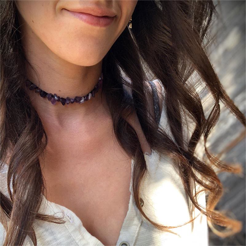 Stylishly Shaped Polished Crystal Necklace - Lina-Green Aventurine-State of Style