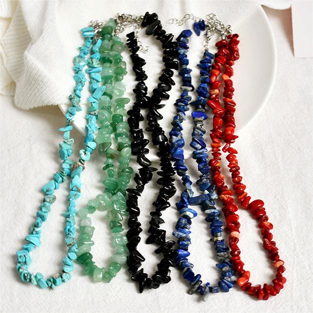 Stylishly Shaped Polished Crystal Necklace - Lina-Green Aventurine-State of Style