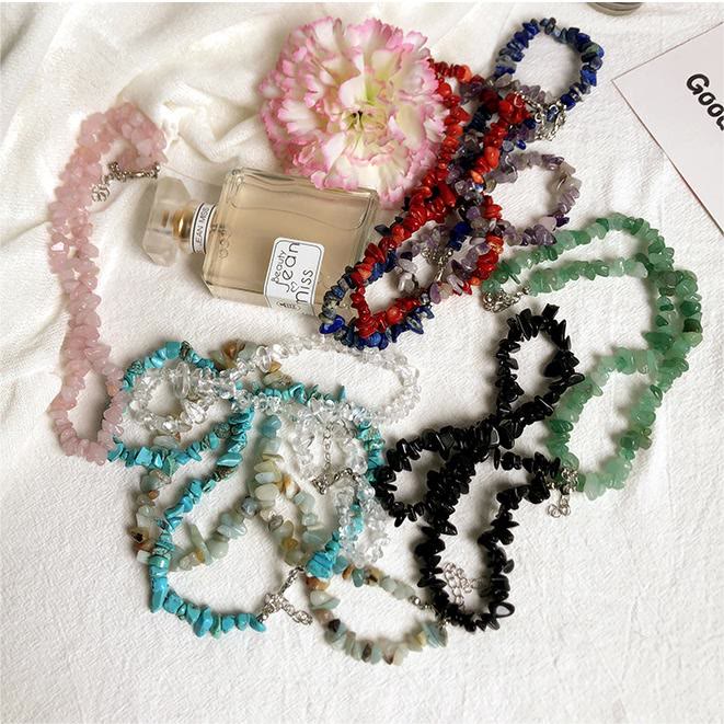 Stylishly Shaped Polished Crystal Necklace - Lina-Green Aventurine-State of Style