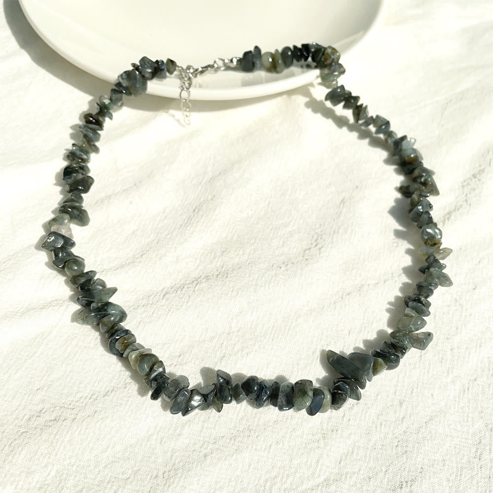 Stylishly Shaped Polished Crystal Necklace - Lina-Labradorite-State of Style