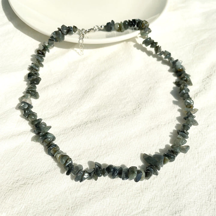 Stylishly Shaped Polished Crystal Necklace - Lina-Labradorite-State of Style