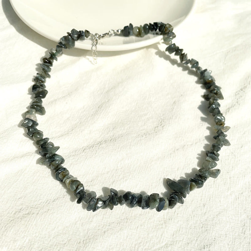 Stylishly Shaped Polished Crystal Necklace - Lina-Labradorite-State of Style