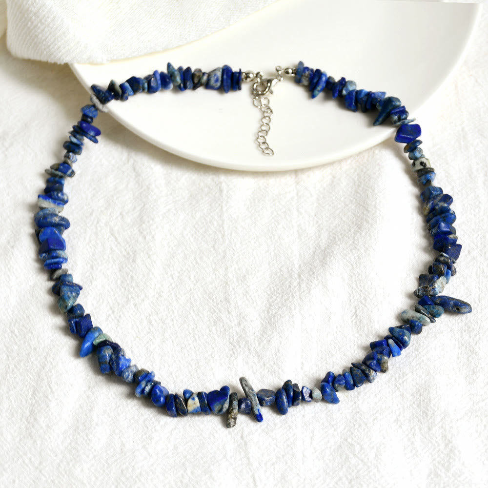 Stylishly Shaped Polished Crystal Necklace - Lina-Lapis Lazuli-State of Style