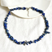 Stylishly Shaped Polished Crystal Necklace - Lina-Lapis Lazuli-State of Style