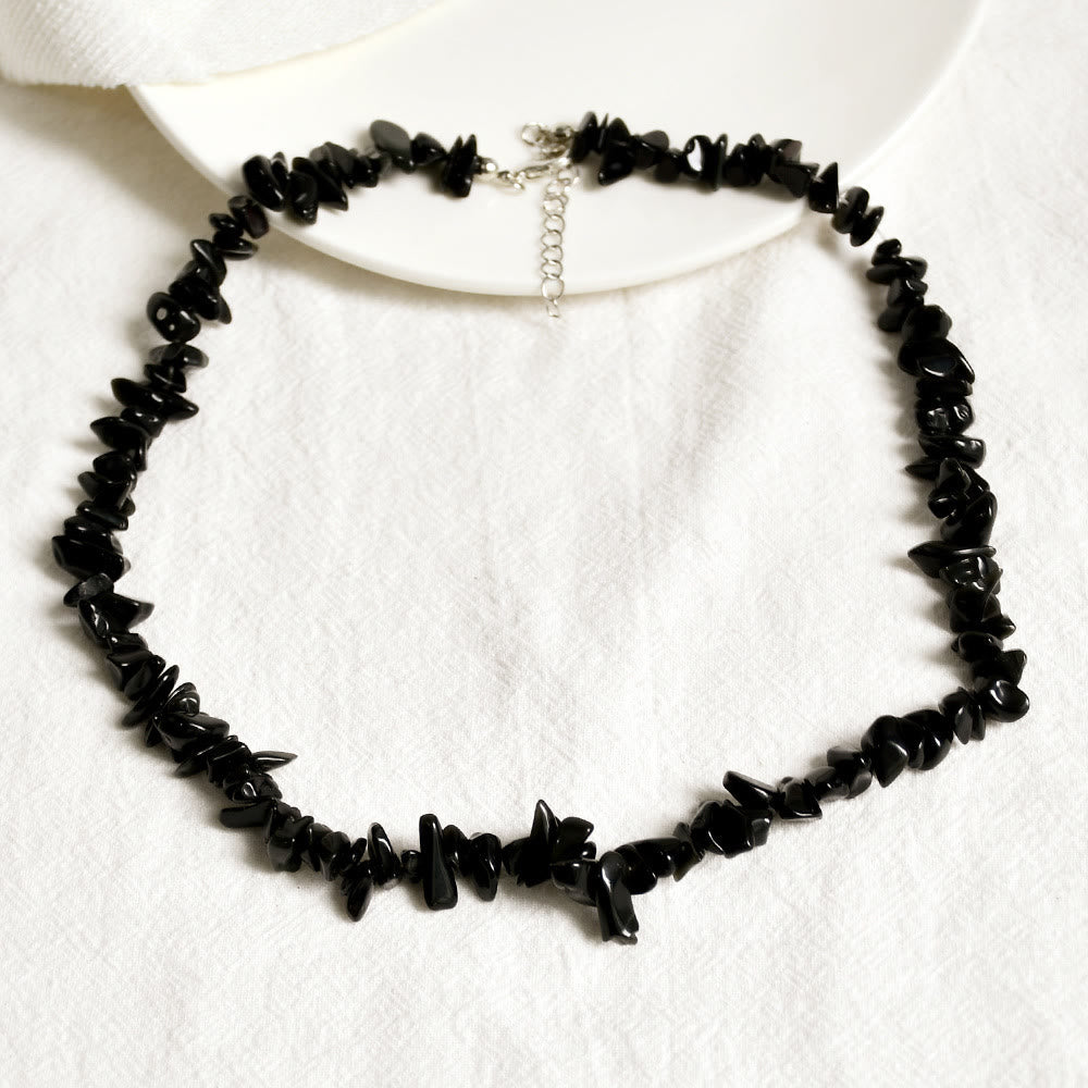 Stylishly Shaped Polished Crystal Necklace - Lina-Obsidian-State of Style