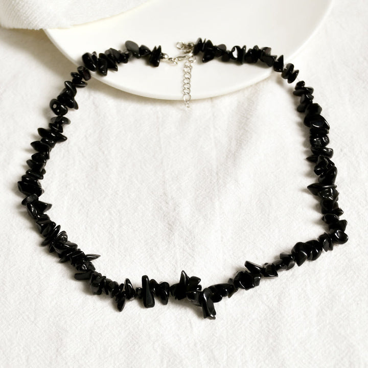 Stylishly Shaped Polished Crystal Necklace - Lina-Obsidian-State of Style