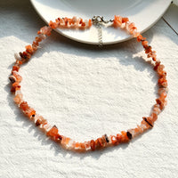 Stylishly Shaped Polished Crystal Necklace - Lina-Red Agate-State of Style