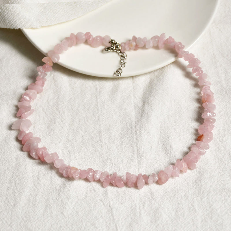 Stylishly Shaped Polished Crystal Necklace - Lina-Rose quartz-State of Style