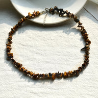 Stylishly Shaped Polished Crystal Necklace - Lina-Tiger's eye-State of Style