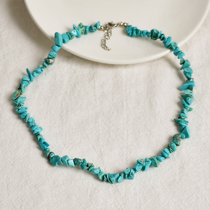 Stylishly Shaped Polished Crystal Necklace - Lina-Turquoise-State of Style
