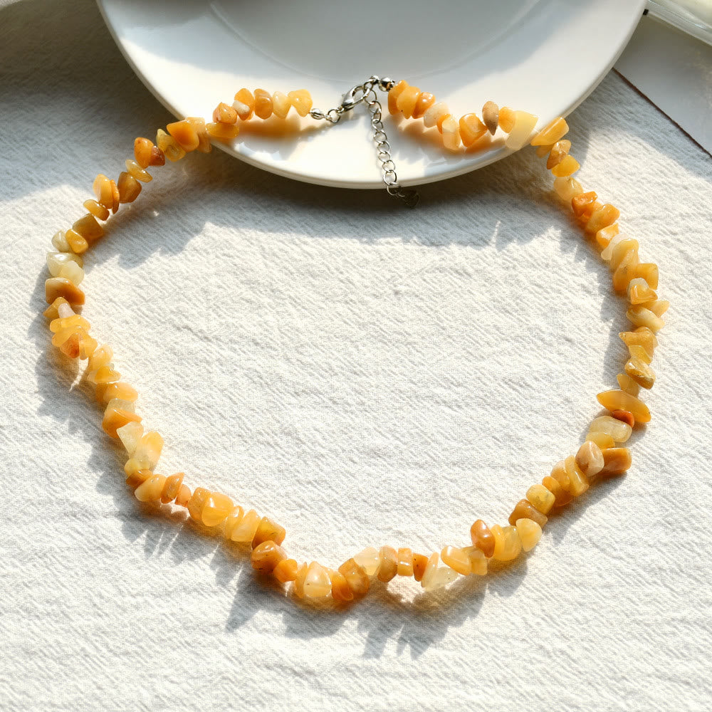 Stylishly Shaped Polished Crystal Necklace - Lina-Yellow Jade-State of Style