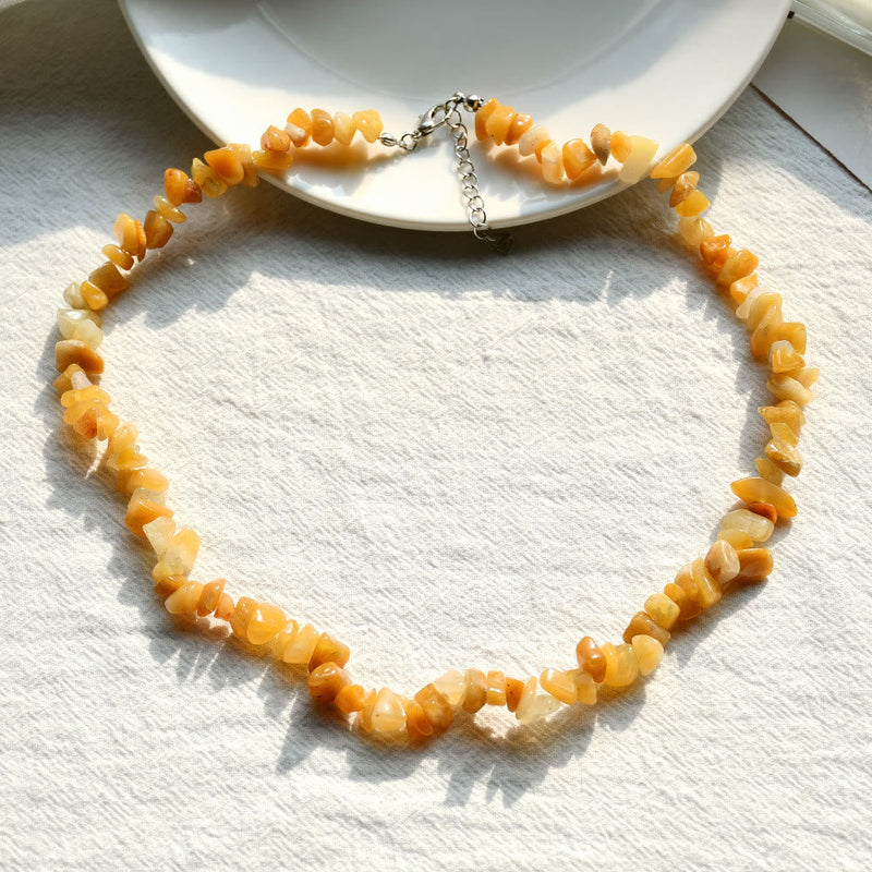 Stylishly Shaped Polished Crystal Necklace - Lina-Yellow Jade-State of Style