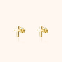 Subtle Cross Earrings - Lena-Gold-State of Style