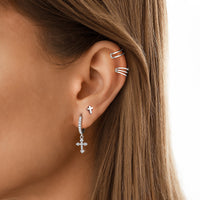 Subtle Cross Earrings - Lena-Silver-State of Style